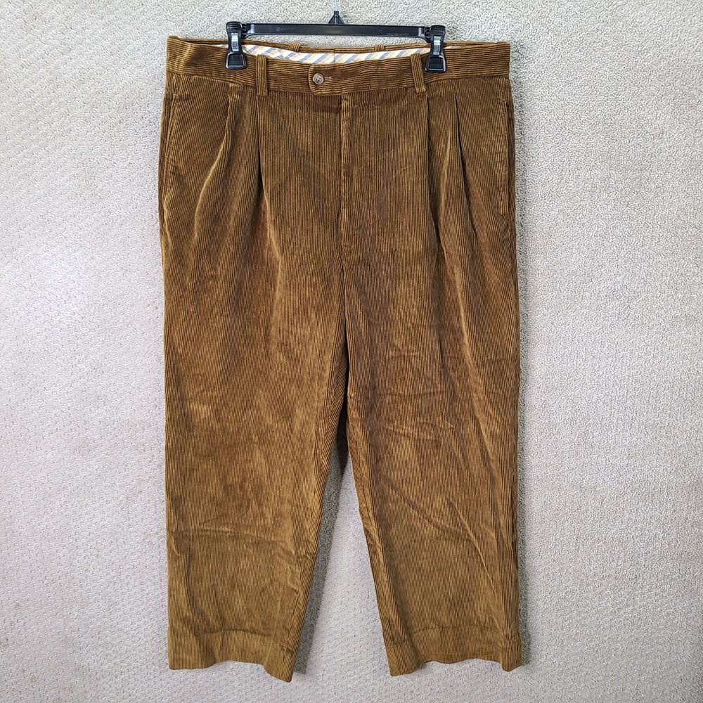 Bernard Zins Pants Mens 38 (36x27) Brown Corduroy Pleated Cotton France Casual